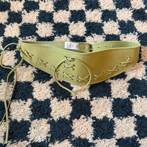 Saks Potts Green Lace-Up Belt